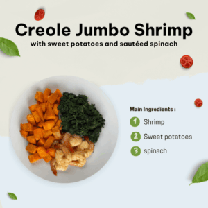 Creole jumbo shrimp spinach